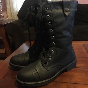 Faux Fur Lined Combat Boots - Never Worn!